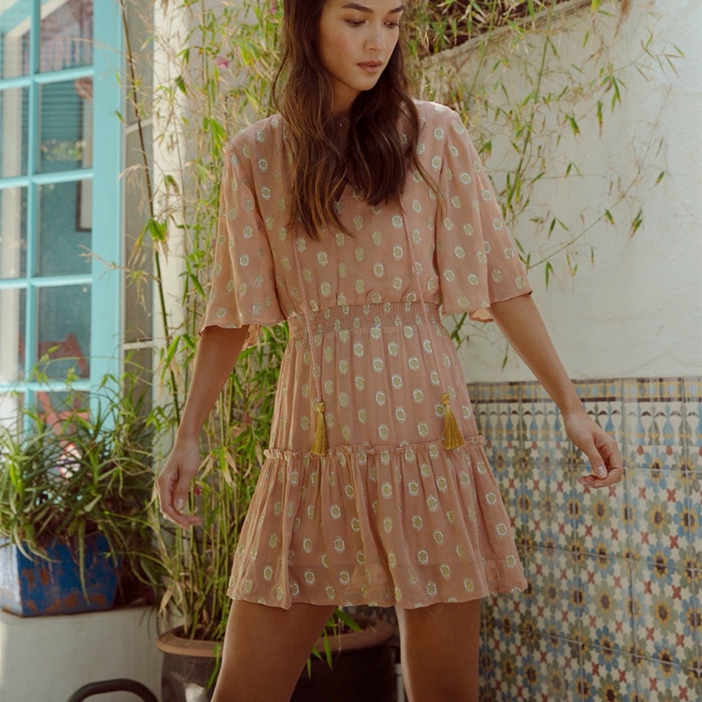 Anthropologie Raga Kenna Metallic-Dot Dress